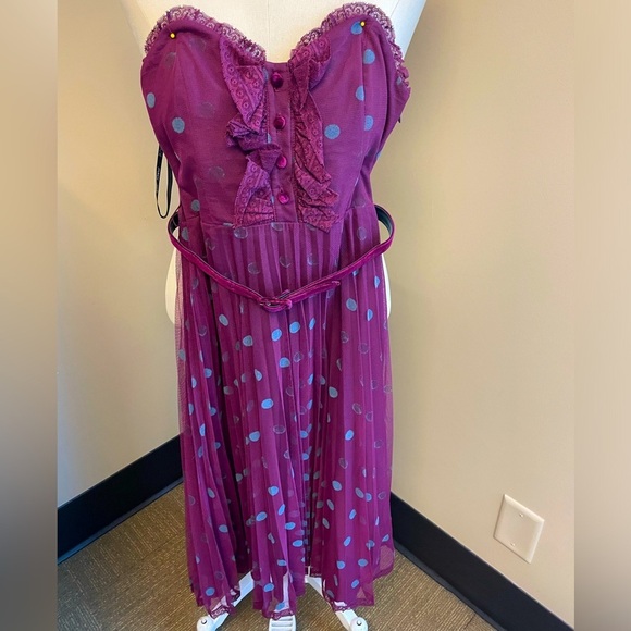 Vintage w tags Betsy Johnson Strapless sweetheart neckline velvet Dress Size XS - Picture 2 of 6